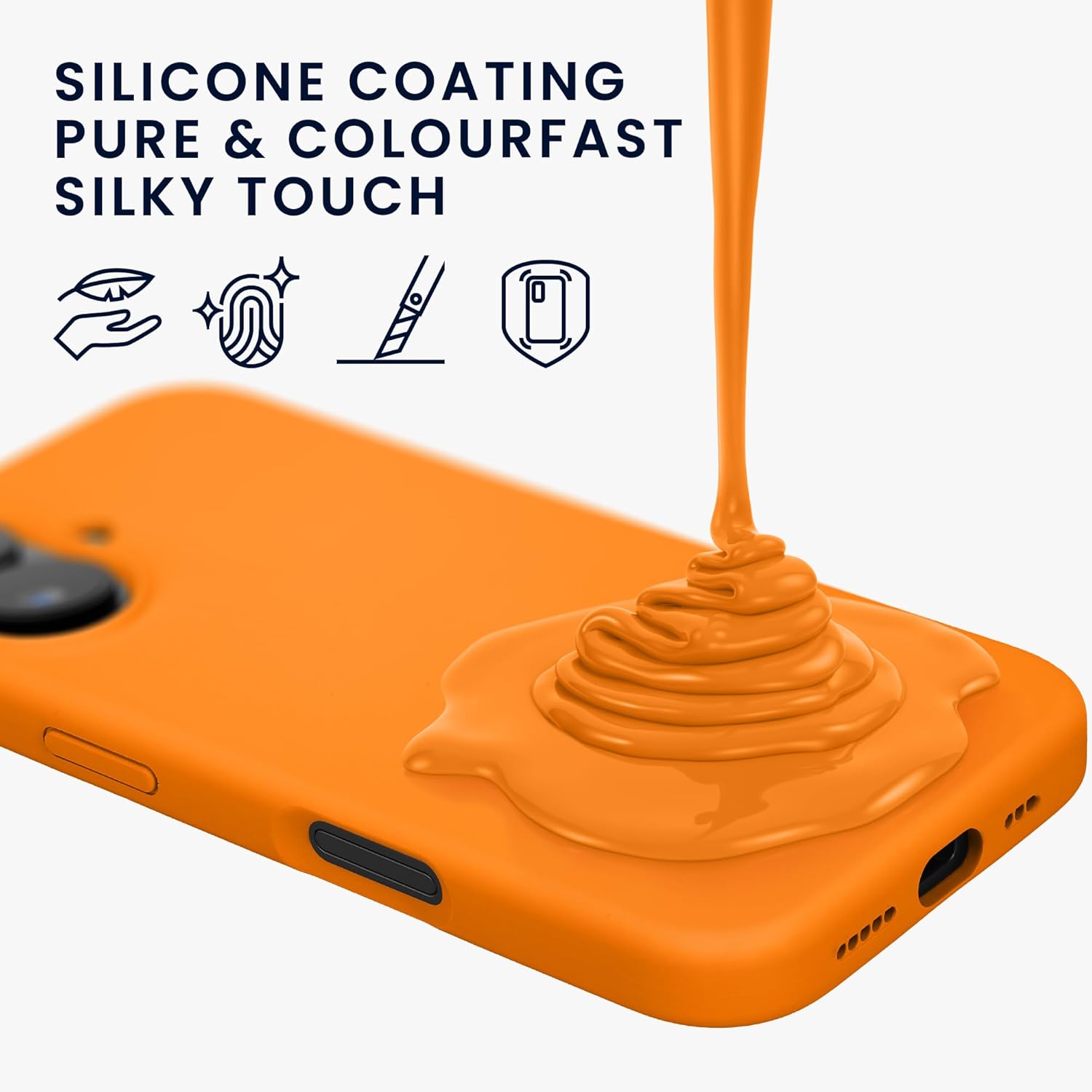 KW iPhone 16 Θήκη Σιλικόνης Rubberized TPU - Fruity Orange