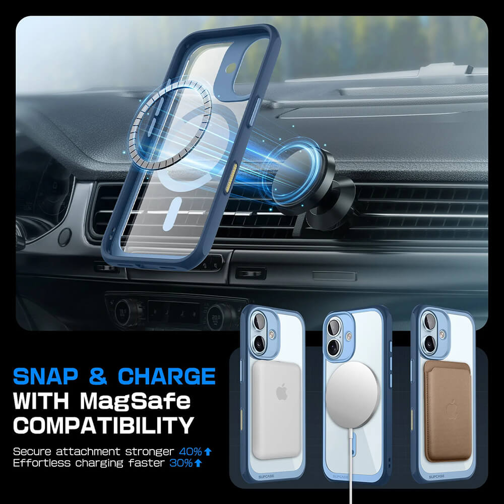 Supcase iPhone 16 - Unicorn Beetle Slim Clear MagSafe Σκληρή Θήκη - Azure