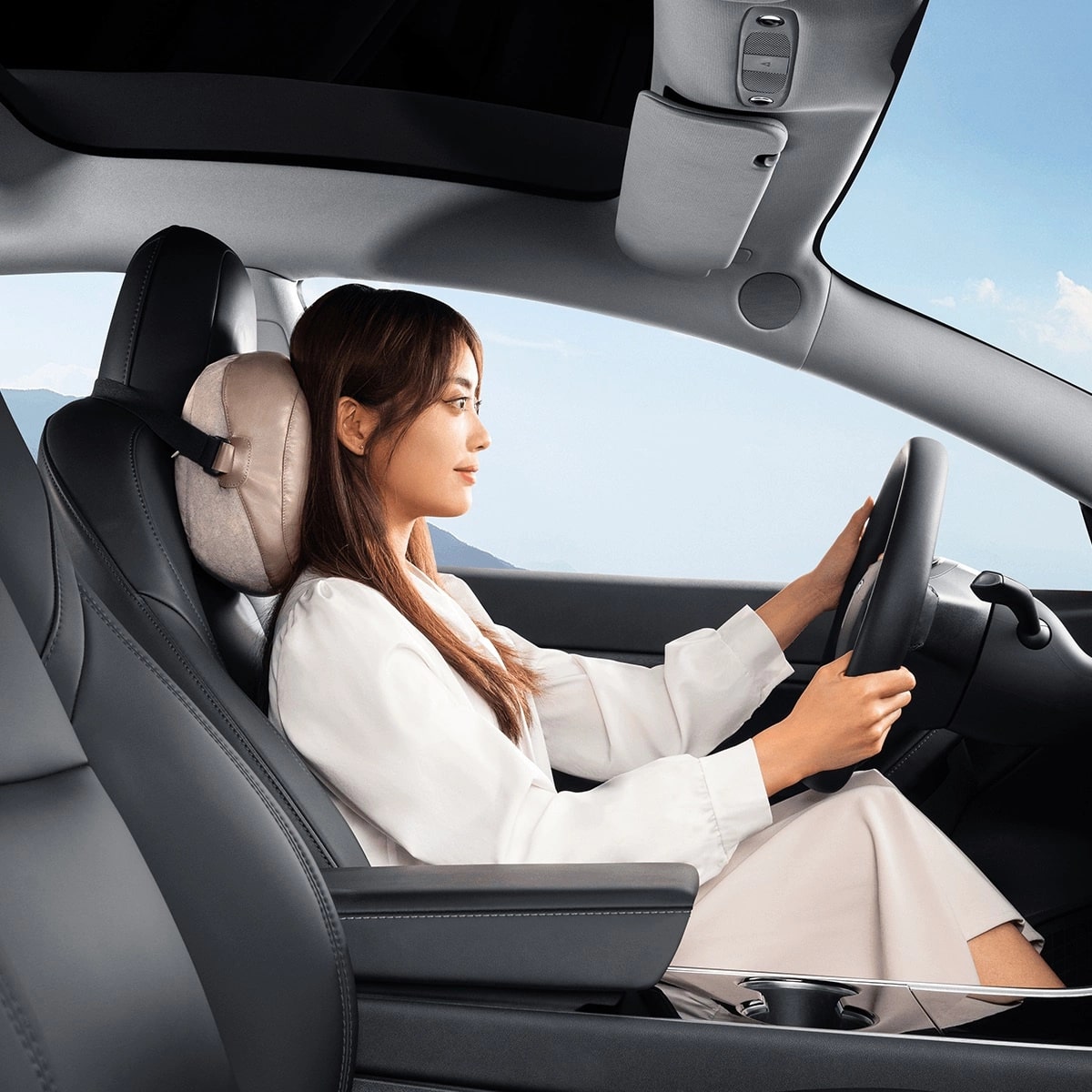 Baseus ComfortRide Series - Μαξιλάρι Στήριξης Κεφαλιού για το Αυτοκίνητο - Beige - TZ-01