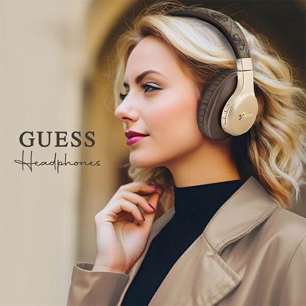 Guess Over-Ear 4G Script - Ασύρματα Bluetooth Ακουστικά - Brown