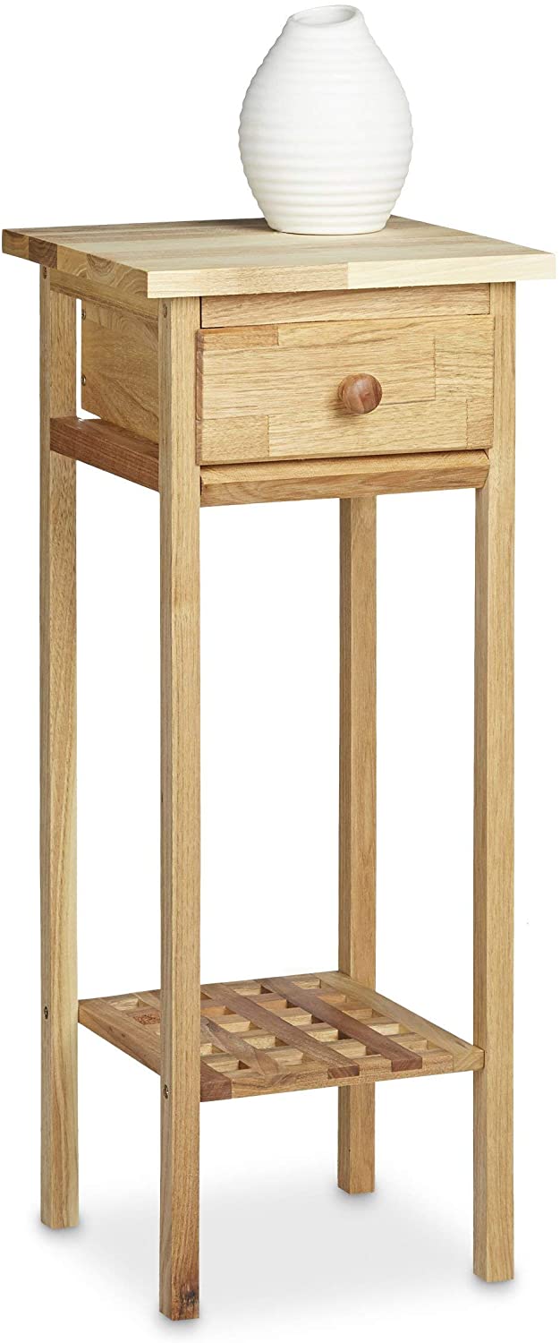 Relaxdays Διακοσμητικό Κομοδίνο Τηλεφώνου από Ξύλο Καρυδιάς - 60 x 25 x 25 cm - Natural - 4052025201470