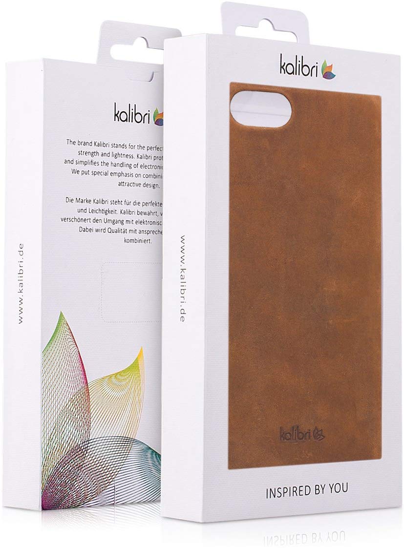 Kalibri iPhone SE 2022 / SE 2020 / 7 / 8 Σκληρή Θήκη με Επένδυση Γνήσιου Δέρματος - Brown - 39345.05