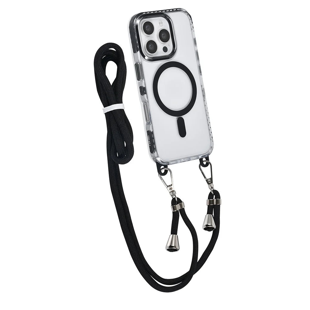 Tuniq iPhone 16 Pro - MagSafe Σκληρή Θήκη με Πλαίσιο Σιλικόνης και Λουράκι - Διάφανη / Black