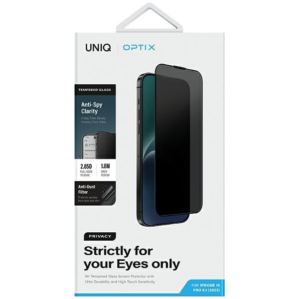 Uniq iPhone 15 Pro 9H Optix Privacy Αντιχαρακτικό Γυαλί Οθόνης με Κιτ Εγκατάστασης - Black