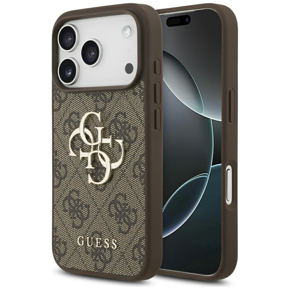 Guess iPhone 17 Pro - 4G Big Logo - Σκληρή Θήκη με Πλαίσιο Σιλικόνης και Επένδυση Συνθετικού Δέρματος - Brown - GUHCP17L4GMGBR