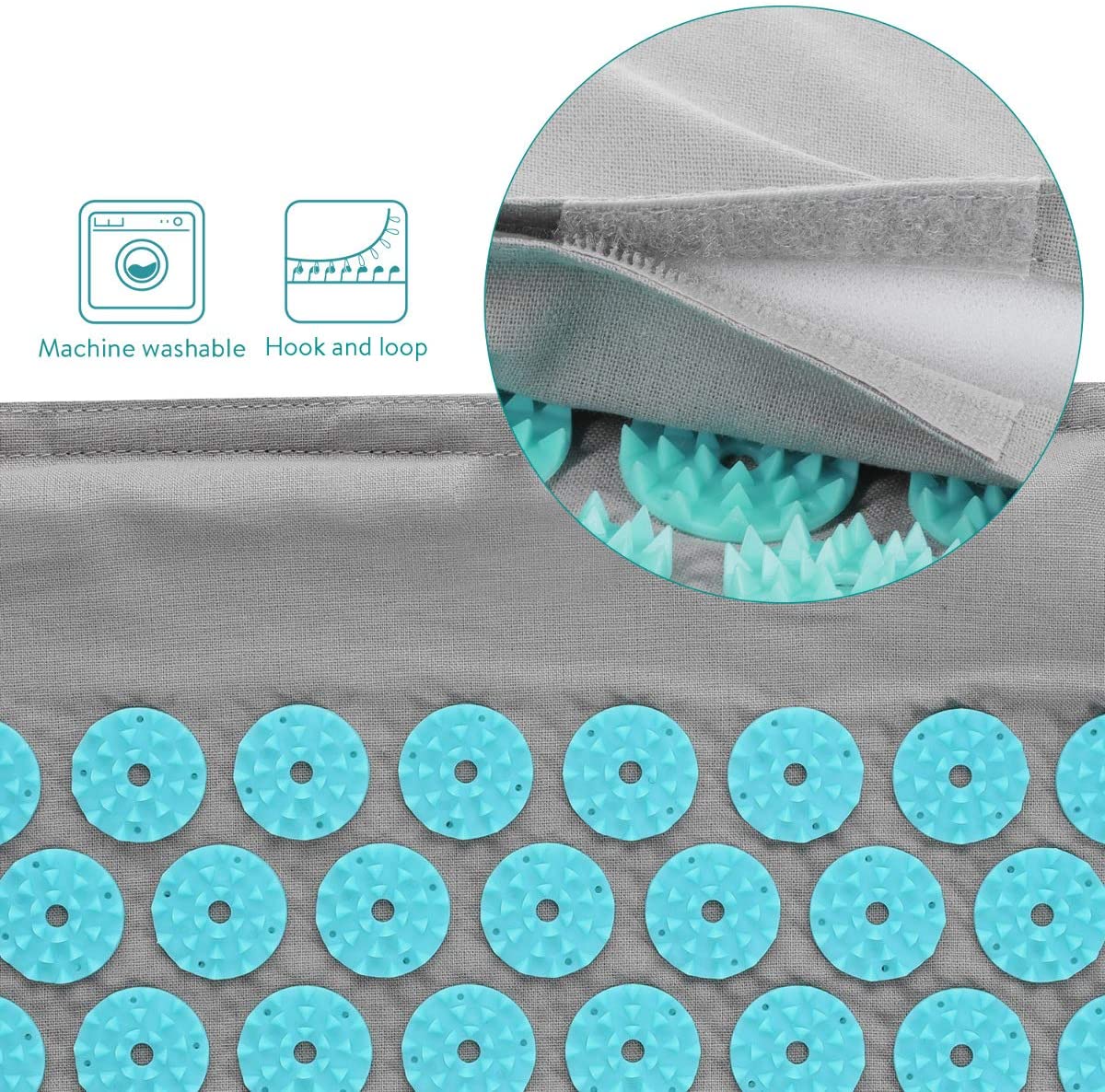 Navaris 2-in-1 Acupressure Mat and Pillow Set Σετ 2 σε 1 Χαλάκι και Μαξιλάρι Μασάζ - Grey / Blue - 43899.25