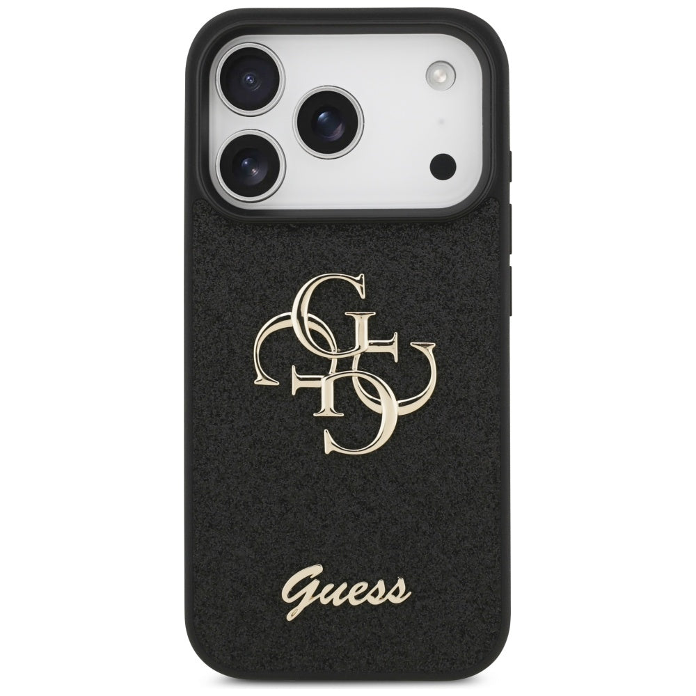 Guess iPhone 17 Pro - Fixed Glitter Big 4G - Σκληρή Θήκη με Πλαίσιο Σιλικόνης - Black - GUHCP17LHG4SGK