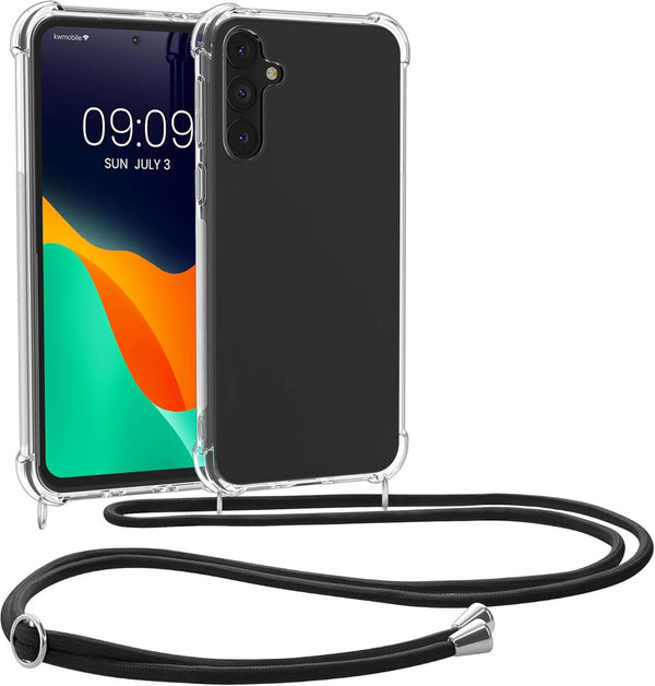 KW Samsung Galaxy A35 5G Θήκη Σιλικόνης TPU με Λουράκι - Διάφανη / Black