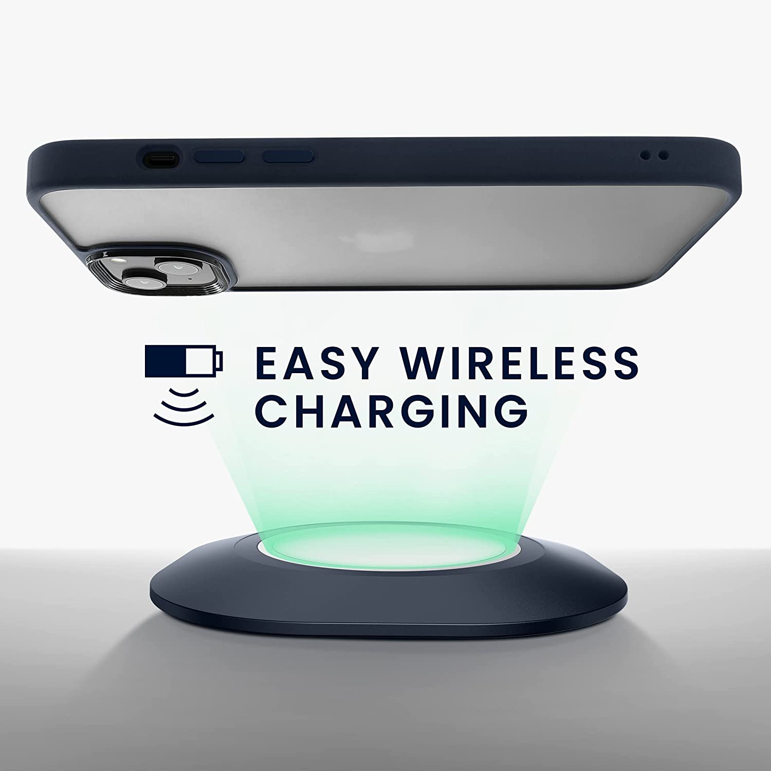 KW iPhone 14 Plus Σκληρή Θήκη με Πλαίσιο Σιλικόνης - Dark Blue / Matte Διάφανη - 59090.17