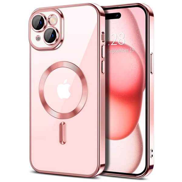 Techsuit iPhone 15 Plus - Luxury Crystal MagSafe - Θήκη Σιλικόνης - Pink - likebrands.gr