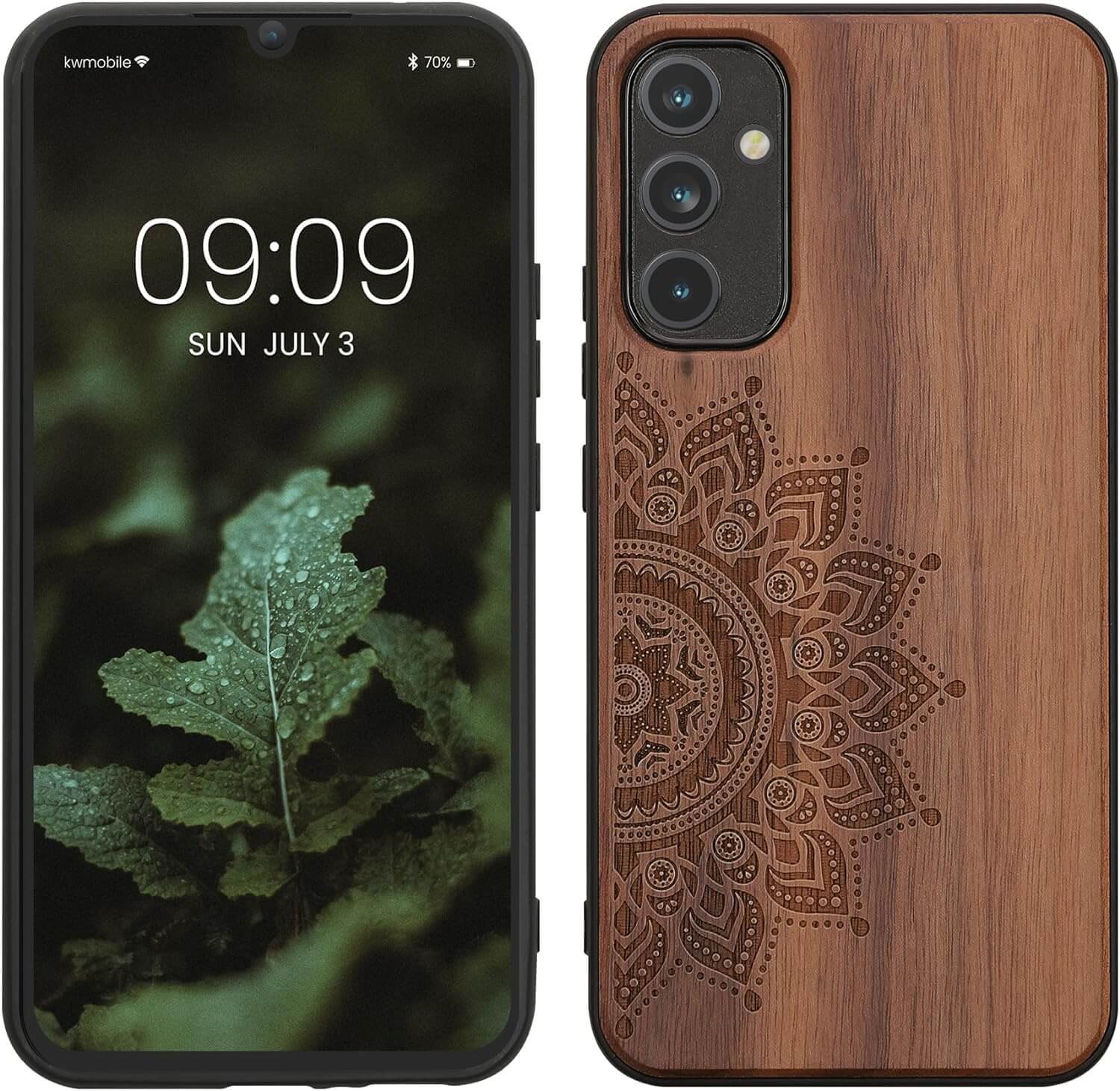 KW Samsung Galaxy A34 5G Θήκη από Φυσικό Ξύλο - Design Rising Sun - Dark Brown - 60813.02