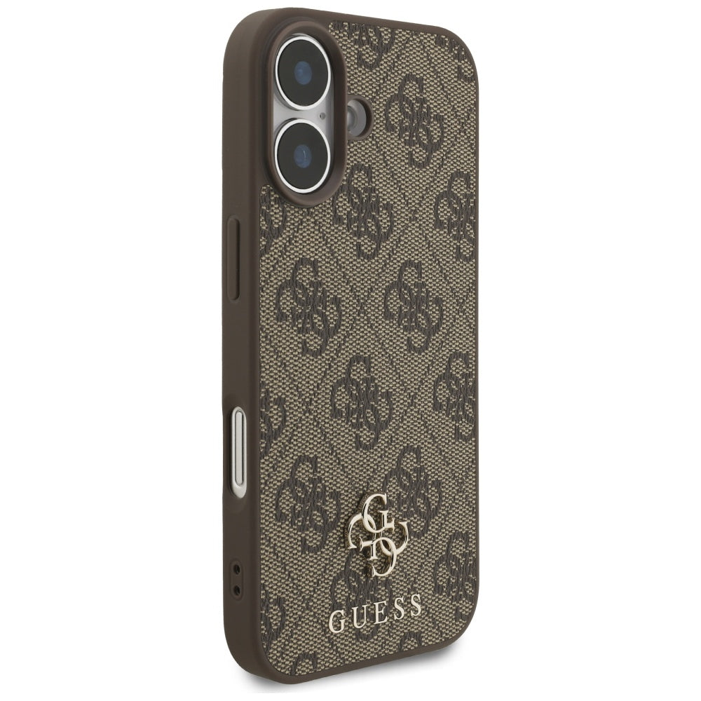 Guess iPhone 17 - 4G Small Classic Logo MagSafe - Σκληρή Θήκη με Πλαίσιο Σιλικόνης και Επένδυση Συνθετικού Δέρματος - Brown - GUHMP17SP4SM4MW