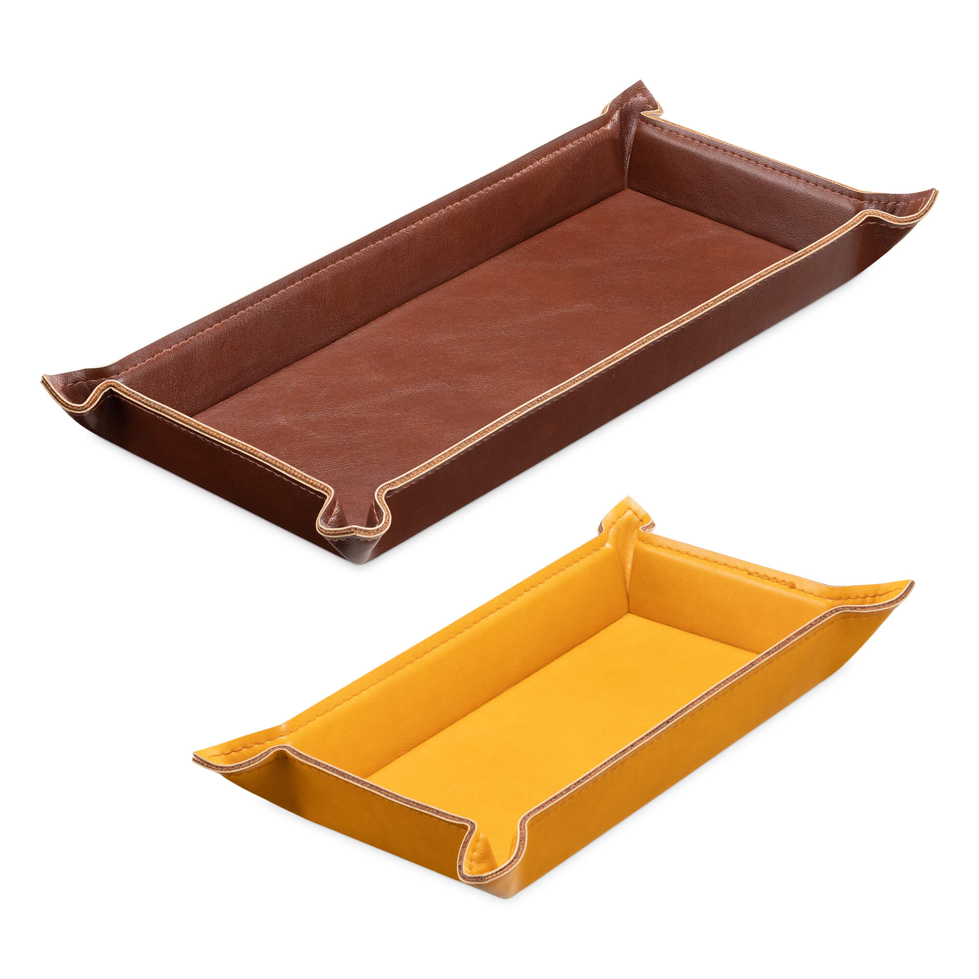 Navaris Σετ με 2 Δίσκους Αποθήκευσης από Δερματίνη - Light Brown / Dark Brown - 53480.02.05