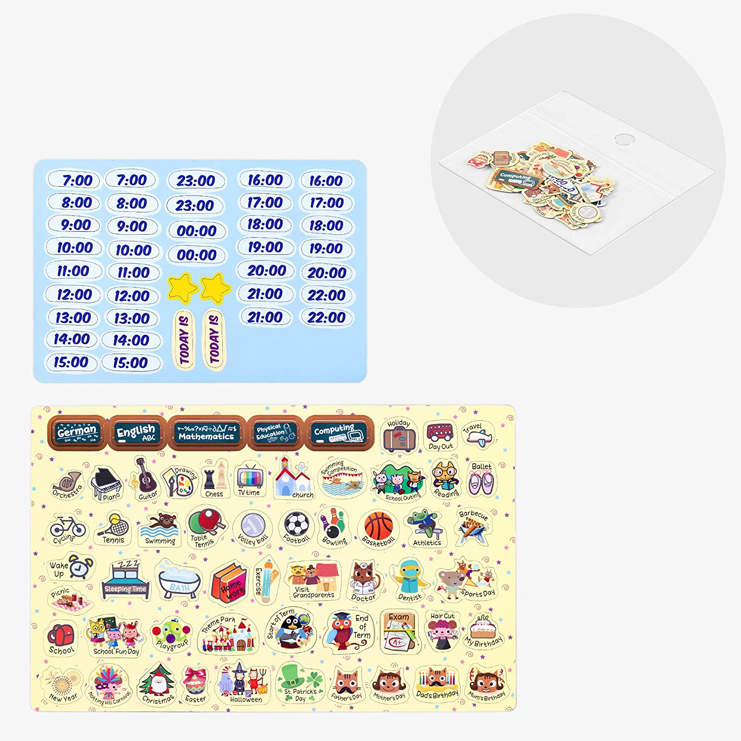 Navaris Εβδομαδιαίος Μαγνητικός Πίνακας Χρονοδιαγράμματος για Παιδιά - 40 x 32 cm - Blue / Multicolor - 53344.02