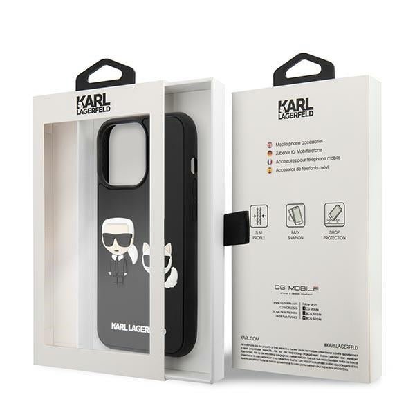 Karl Lagerfeld iPhone 14 Pro - 3D Silicone TPU Karl and Choupette Θήκη Σιλικόνης με Επένδυση από Μικροϊνες - Black - KLHCP14L3DRKCK