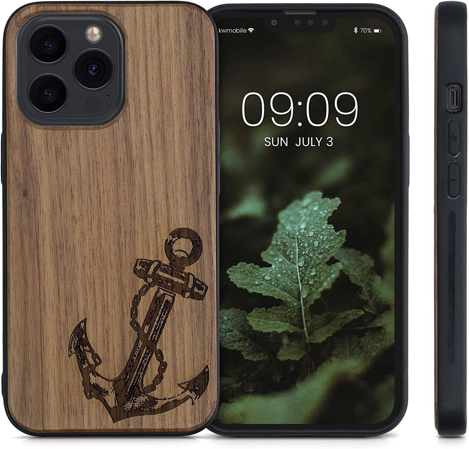 KW iPhone 13 Pro Θήκη από Φυσικό Ξύλο Design Anchor Vintage - Dark Brown - 55967.04