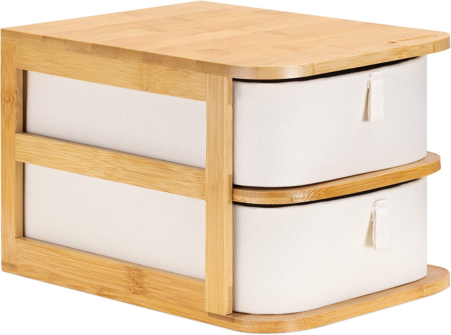 Navaris Διοργανωτής Καλλυντικών από Μπαμπού με 2 Συρτάρια - Brown / Cream - 54184.02