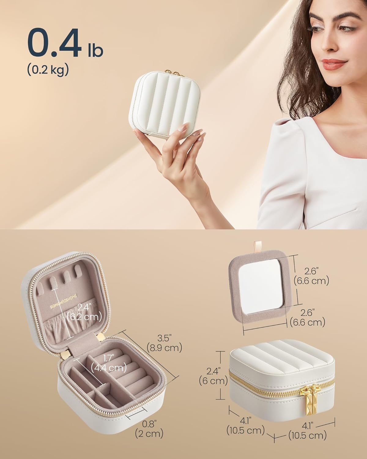 Songmics Κοσμηματοθήκη Ταξιδίου - Cloud White - JBC179W01