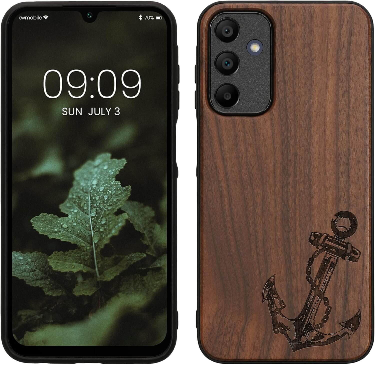 KW Samsung Galaxy A15 4G / A15 5G Θήκη από Φυσικό Ξύλο - Design Anchor Vintage - Dark Brown