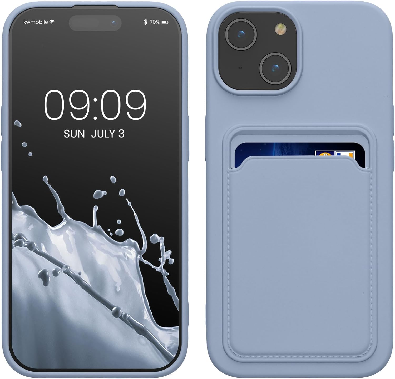 KW iPhone 15 Θήκη Σιλικόνης TPU με Υποδοχή για Κάρτα - Lavender - 62017.108