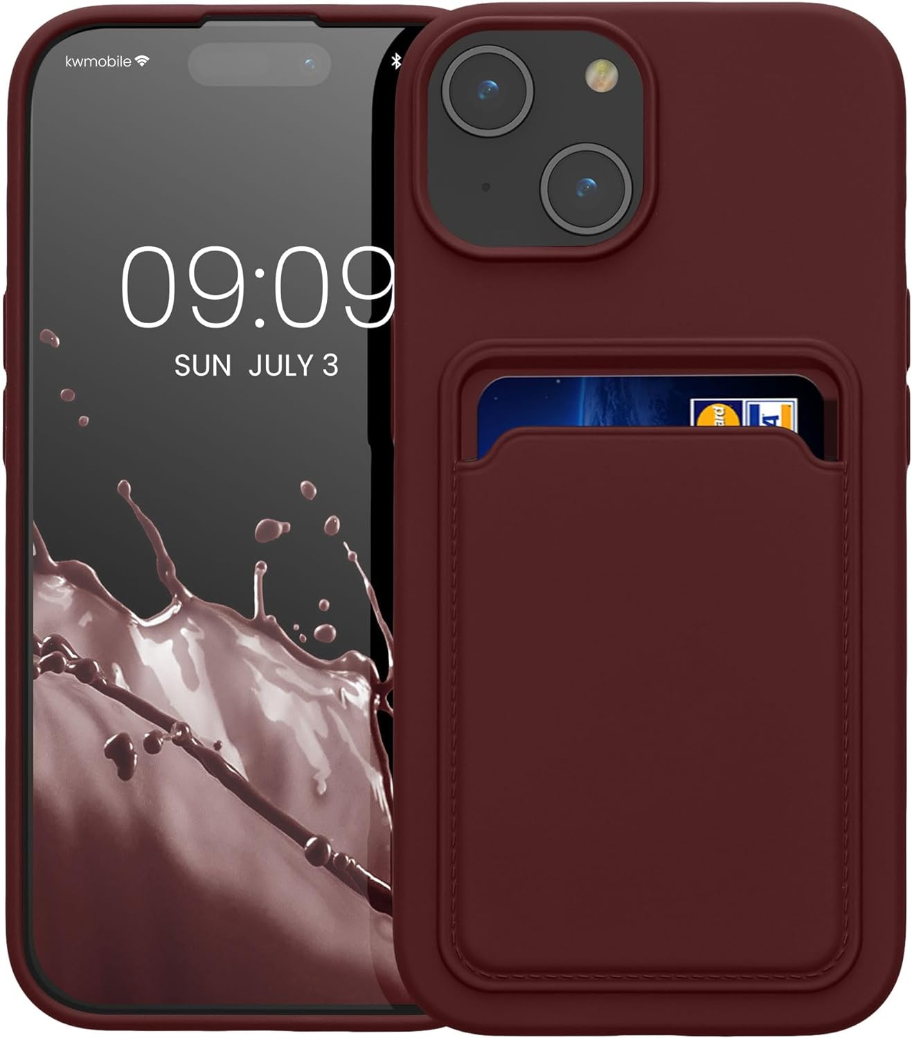 KW iPhone 15 Θήκη Σιλικόνης TPU με Υποδοχή για Κάρτα - Tawny Red