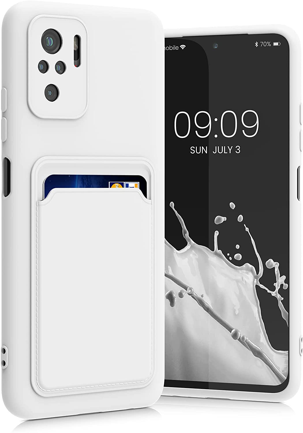 KW Xiaomi Redmi Note 10 / Note 10s / Poco M5s Θήκη Σιλικόνης TPU με Υποδοχή για Κάρτα - White - 56956.02