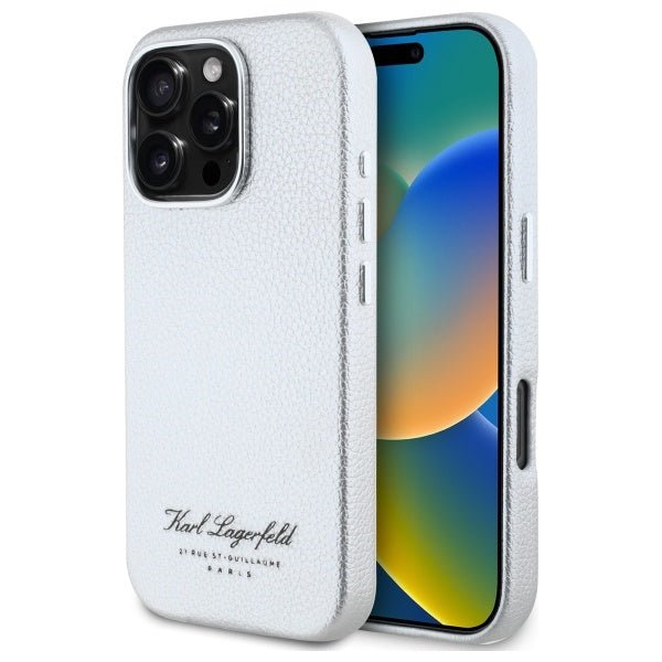 Karl Lagerfeld iPhone 16 Pro - FW Hotel RSG Σκληρή Θήκη με Επένδυση Συνθετικού Δέρματος - Grey - KLHCP16LPGWCMKHG