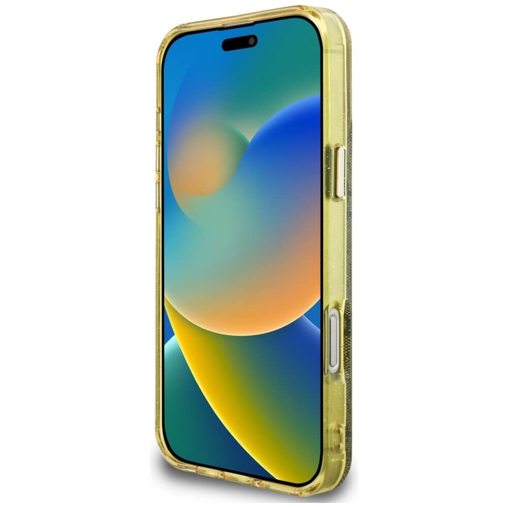 Guess iPhone 16 Pro - IML Metal Glitter 4G Circle Triangle MagSafe - Σκληρή Θήκη με Πλαίσιο Σιλικόνης και MagSafe - Brown - GUHMP16LHG4PRTGW