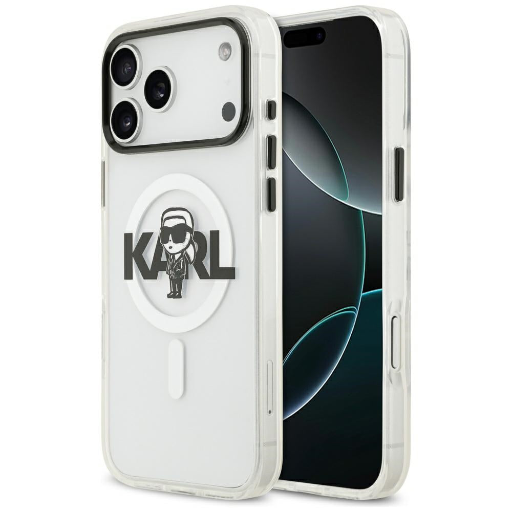 Karl Lagerfeld iPhone 17 Pro Max - IML Karl Sketch Logo MagSafe - Σκληρή Θήκη με Πλαίσιο Σιλικόνης - Clear - KLHMP17XHGKIGKBT