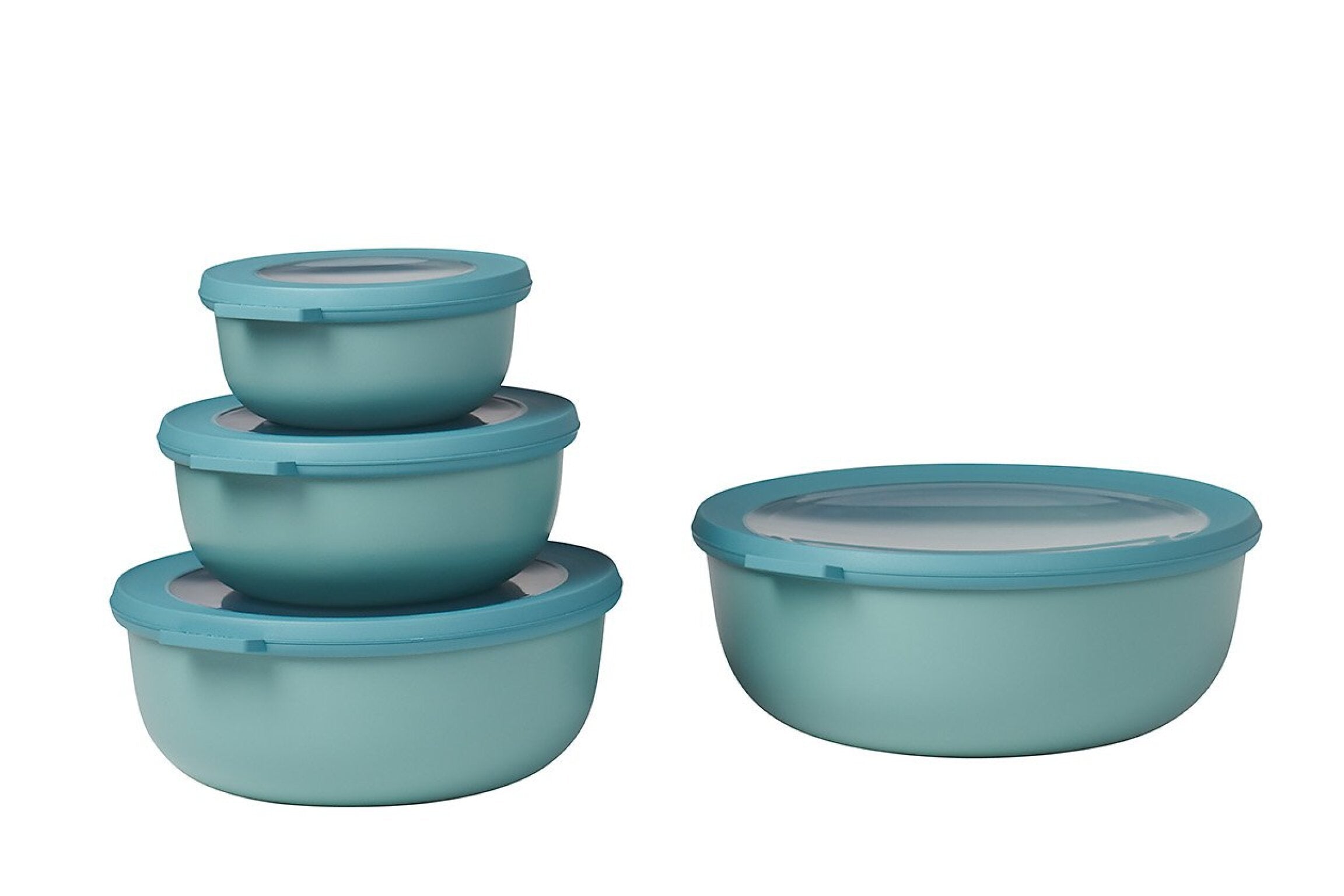 Mepal Cirqula Round Σετ με 4 BPA Free Δοχεία Αποθήκευσης Φαγητού - 350 ml - 750 ml - 1250 ml - 2250 ml - Nordic Green