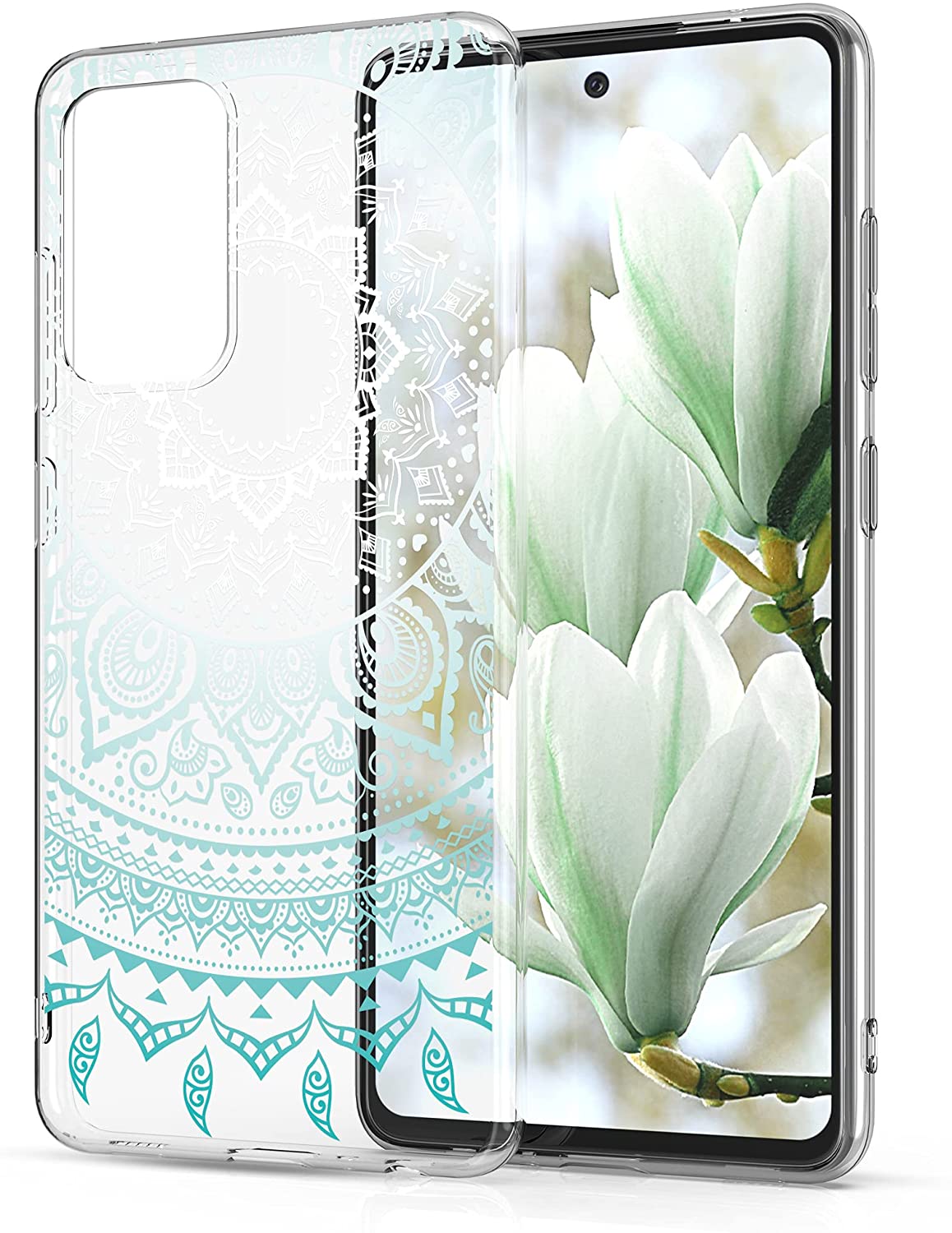 KW Samsung Galaxy A52 / A52 5G / A52s 5G Θήκη Σιλικόνης TPU Design Indian Sun - Mint Green / White - Διάφανη - 54348.07