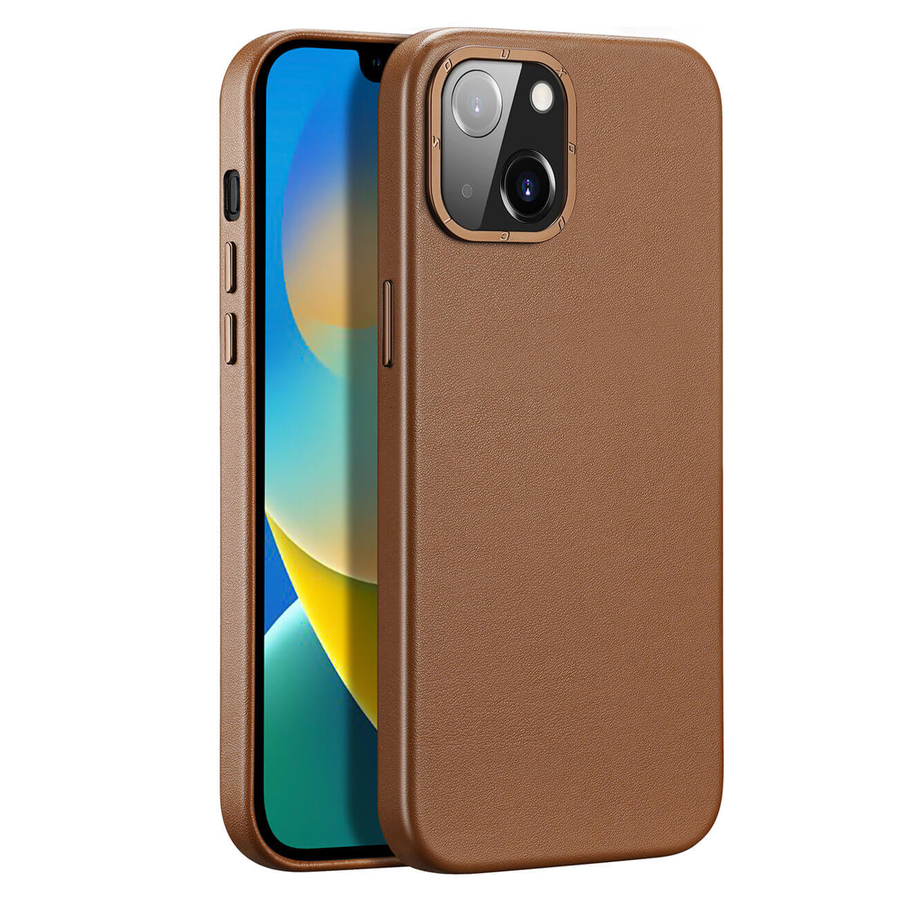 Dux Ducis iPhone 14 Grit Leather Case Θήκη με Επένδυση Συνθετικού Δέρματος και MagSafe - Brown