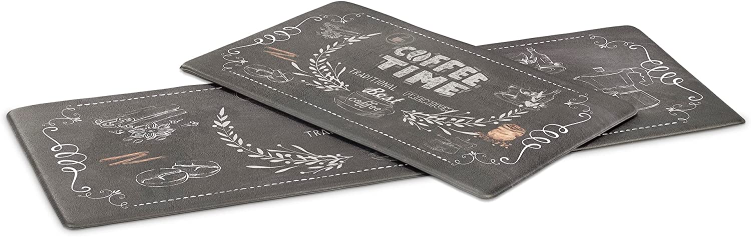 Navaris Σετ με 2 Αντιολισθητικά Χαλάκια Κουζίνας σε Διαφορετικά Μεγέθη - Design Coffee Time - Multicolor - 59323.02