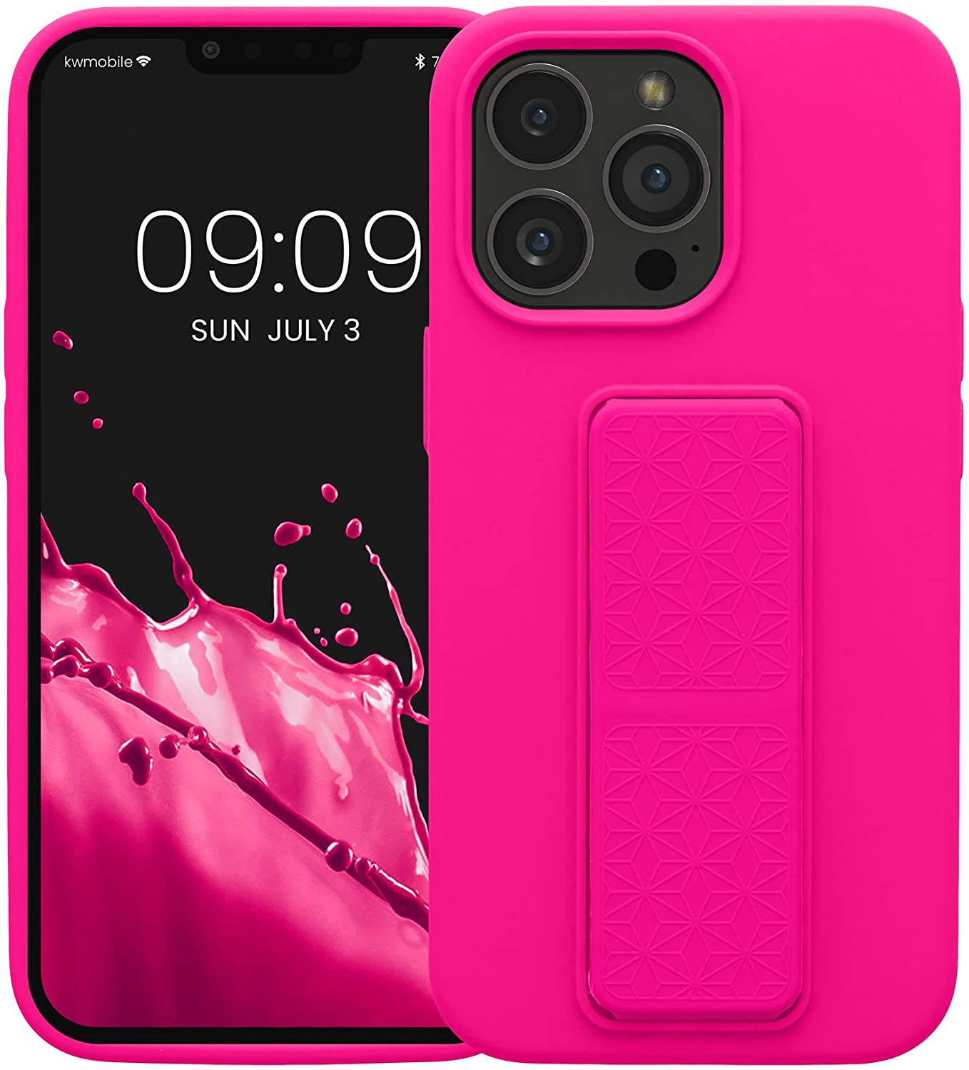 KW iPhone 13 Pro Θήκη Σιλικόνης TPU με Finger Holder - Neon Pink - 58277.77