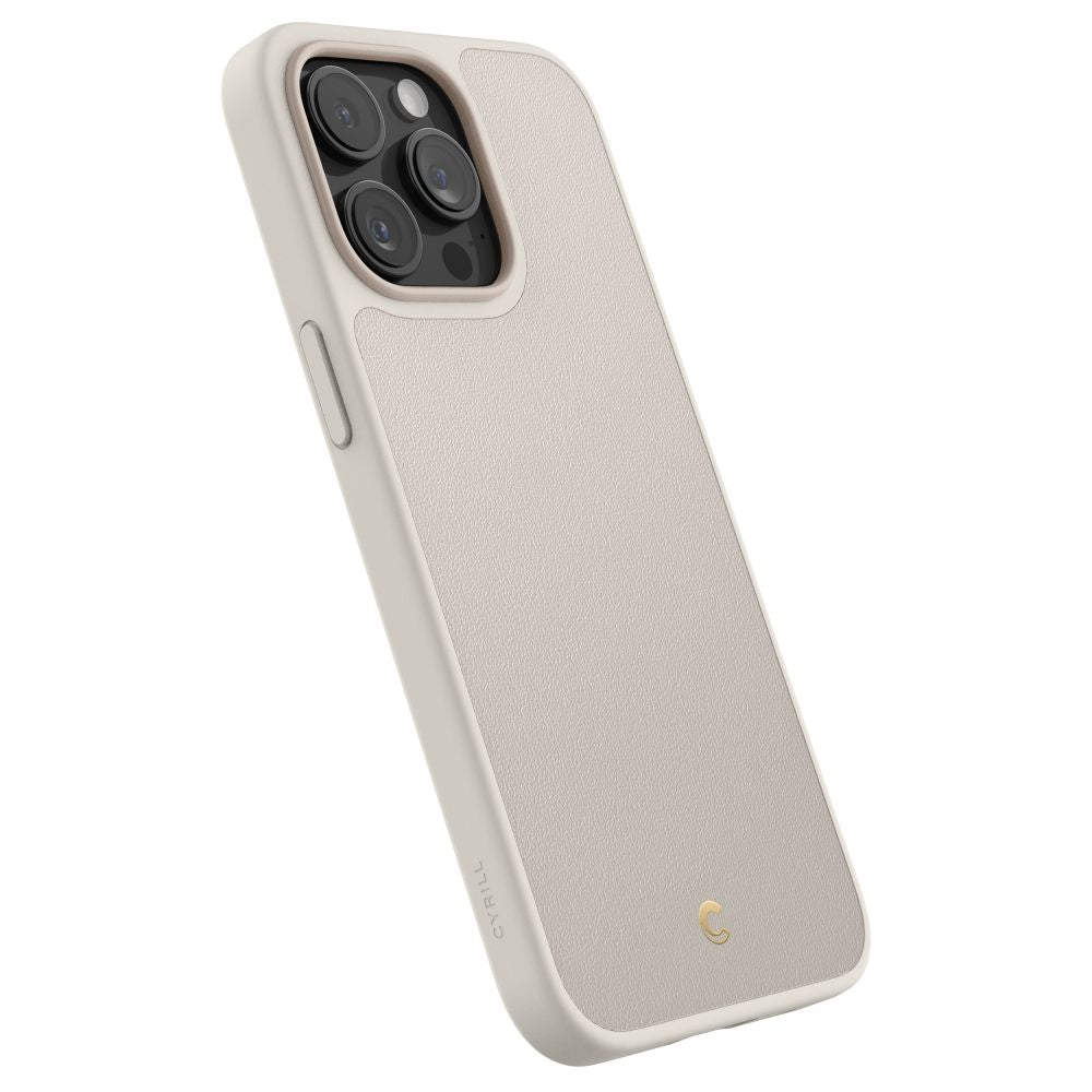 Spigen Cyrill iPhone 15 Pro Max Kajuk Mag Θήκη με Επένδυση Συνθετικού Δέρματος και MagSafe - Cream