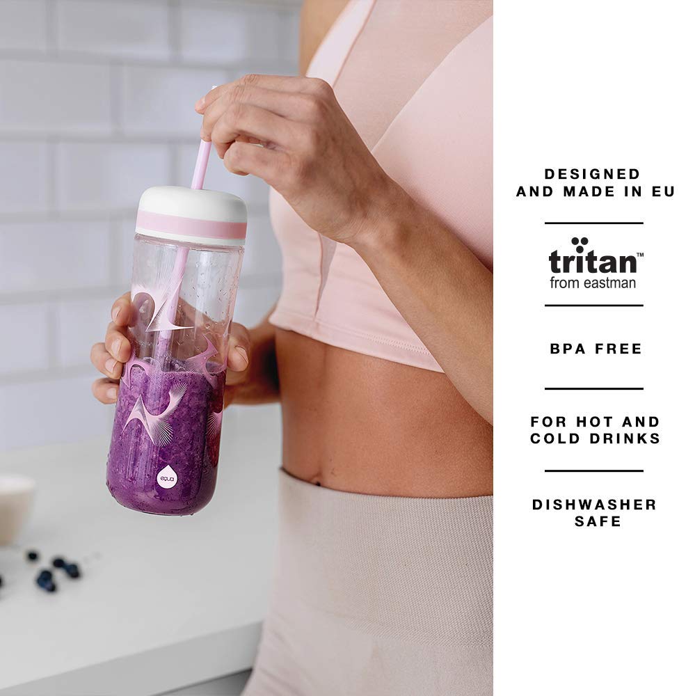 Equa Flow Bounce 2in1 Πλαστικό Μπουκάλι Νερού BPA Free - 800ml - Pink / Διάφανο