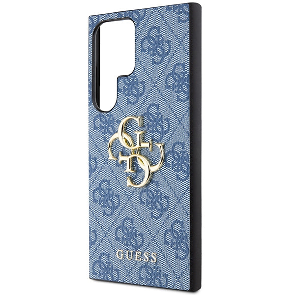 Guess Samsung Galaxy S24 Ultra - 4G Big Metal Logo Θήκη με Επένδυση Συνθετικού Δέρματος - Blue - GUHCS24L4GMGBL