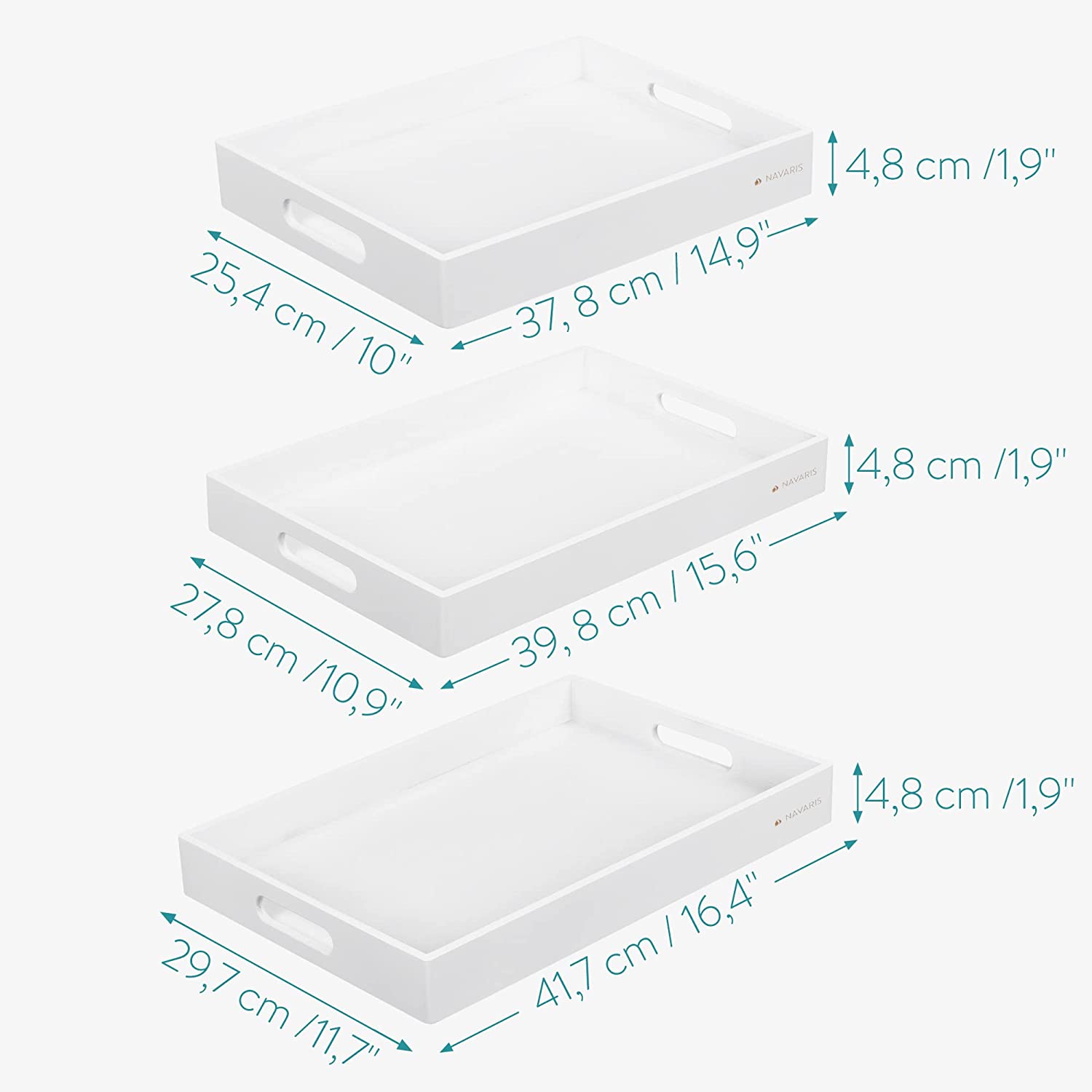 Navaris Σετ με 3 Δίσκους Σερβιρίσματος από Μπαμπού - White - 53446.03.02