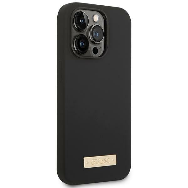 Guess iPhone 14 Pro Silicone Logo Plate MagSafe Θήκη Σιλικόνης με MagSafe - Black - GUHMP14LSBPLK