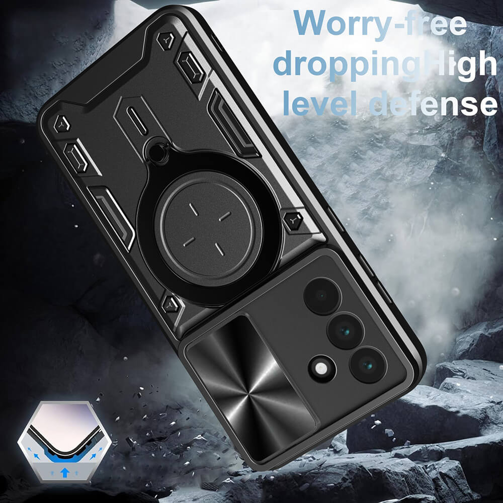 Techsuit Samsung Galaxy A56 5G - CamGuard Pro - Σκληρή Θήκη με Προστασία Καμερών και Δαχτυλίδι Συγκράτησης - Black