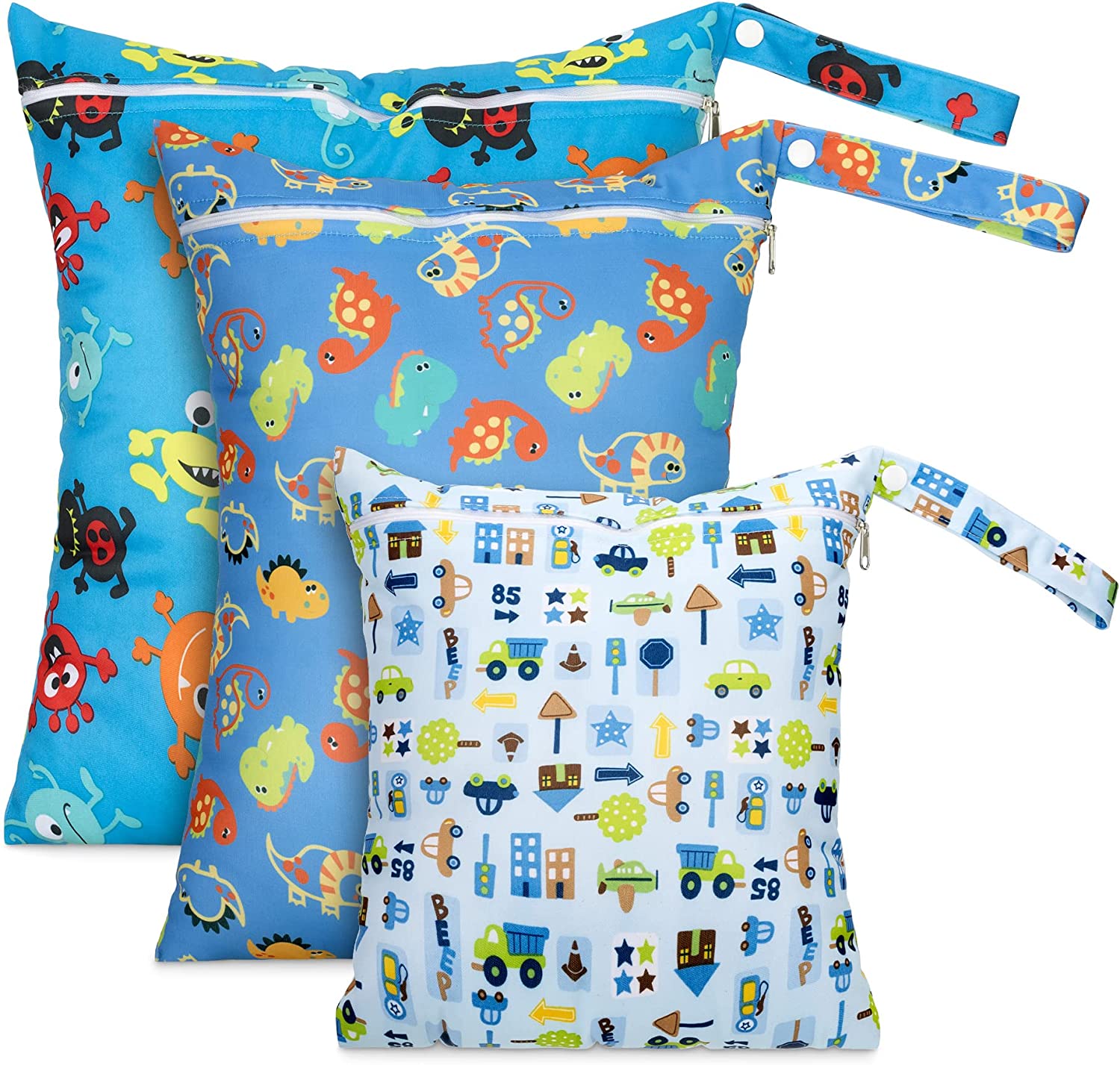 Navaris Σετ με 3 Τσάντες Αποθήκευσης για Πάνες - Design 3 - Blue - 56718.03