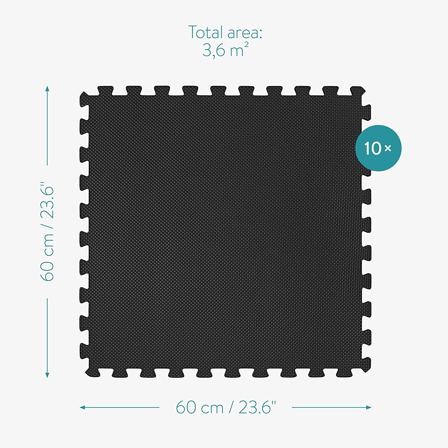 Navaris Σετ με 10 Χαλάκια-Παζλ Γυμναστικής / Προστασίας Δαπέδου - Black - 44381.01.2
