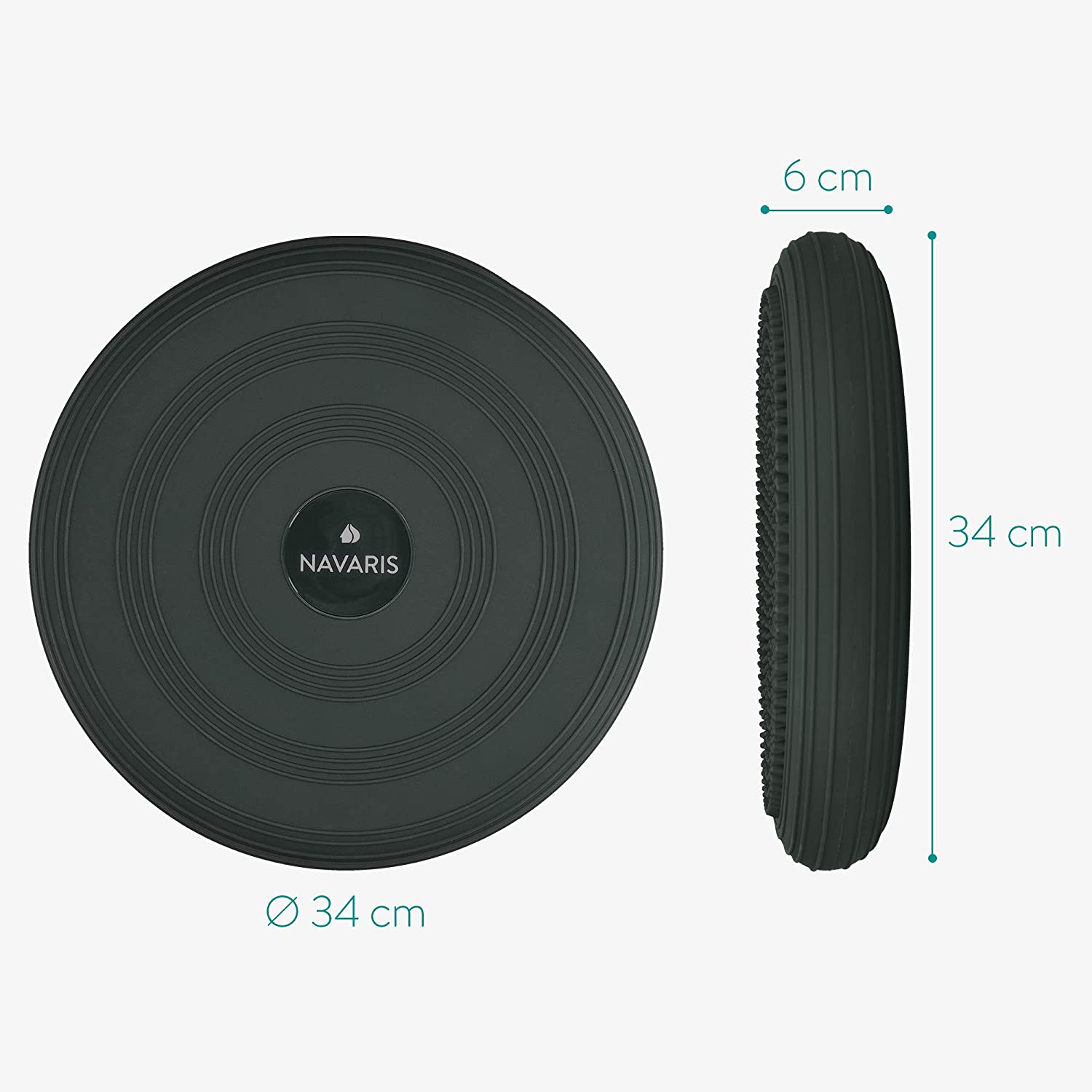 Navaris Μαξιλάρι Στάσης Σώματος / Σανίδα Ισορροπίας - 33cm - Dark Grey - 49286.19