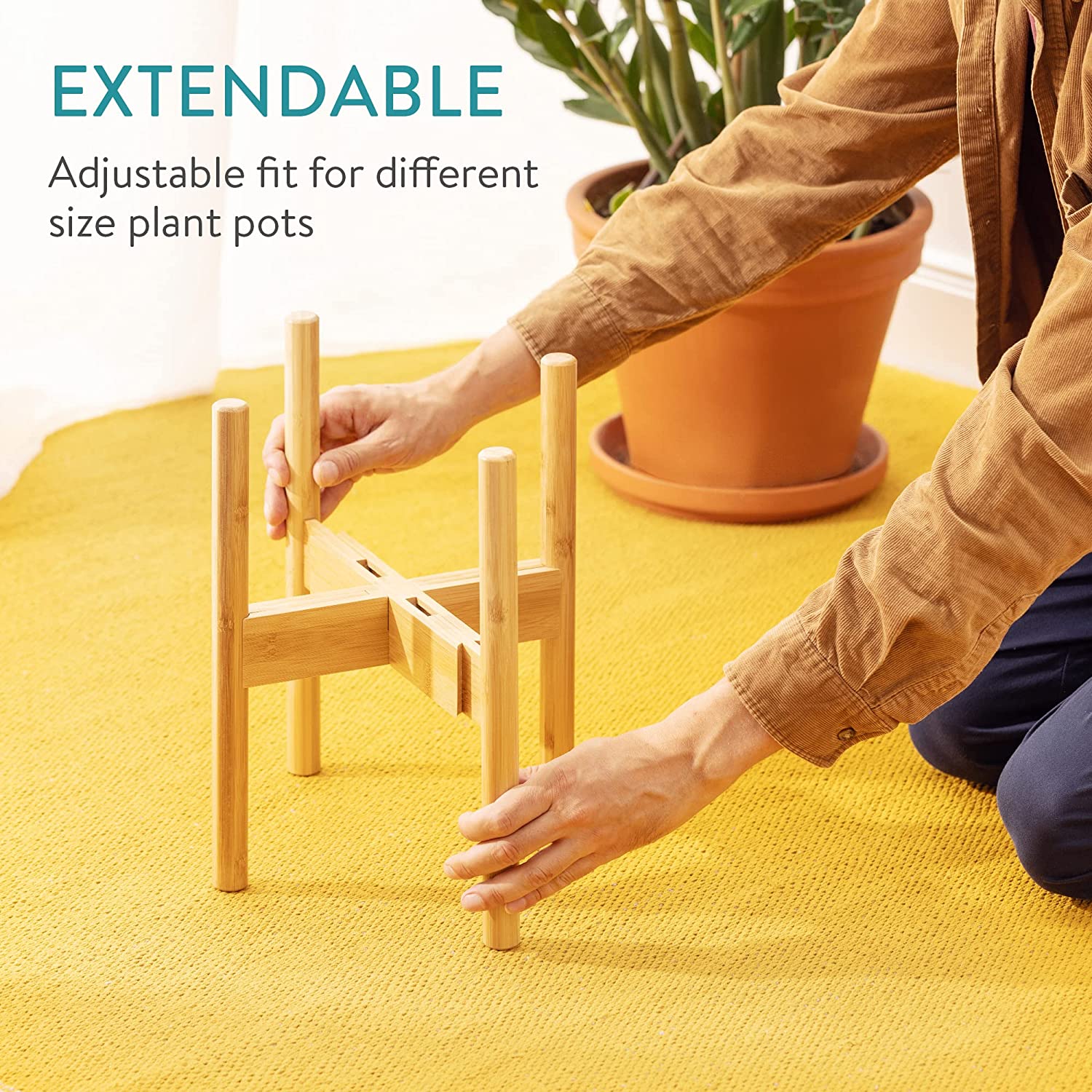 Navaris Σετ με 2 Ρυθμιζόμενες Βάσεις από Μπαμπού για Κασπό - Natural - 57356.01