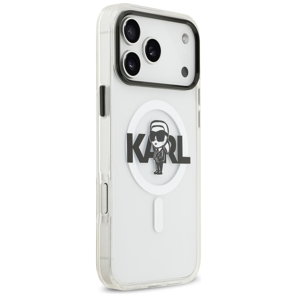 Karl Lagerfeld iPhone 17 Pro Max - IML Karl Sketch Logo MagSafe - Σκληρή Θήκη με Πλαίσιο Σιλικόνης - Clear - KLHMP17XHGKIGKBT