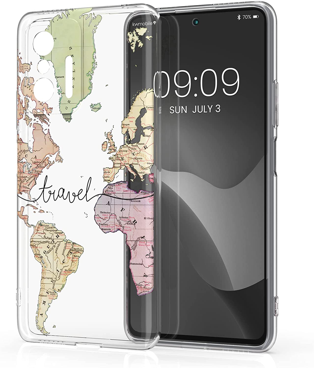 KW Xiaomi 11T / 11T Pro Θήκη Σιλικόνης TPU Design Travel Lettering - Black / Multicoloured - Διάφανη - 57333.02