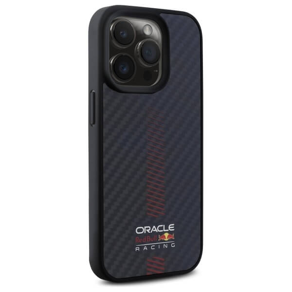 Red Bull iPhone 15 Pro Max - Carbon Fiber Power Bar - MagSafe Σκληρή Θήκη με Πλαίσιο Σιλικόνης - Black - RBHMP15X24CFGSMK