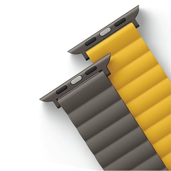 Uniq Λουράκι Apple Watch 2 / 3 / 4 / 5 / 6 / 7 / 8 / 9 / SE / ULTRA 1 / ULTRA 2 - 42 / 44 / 45 / 49 mm Revix Μαγνητικό Σιλικόνης Διπλής Όψης - Mustard / Khaki