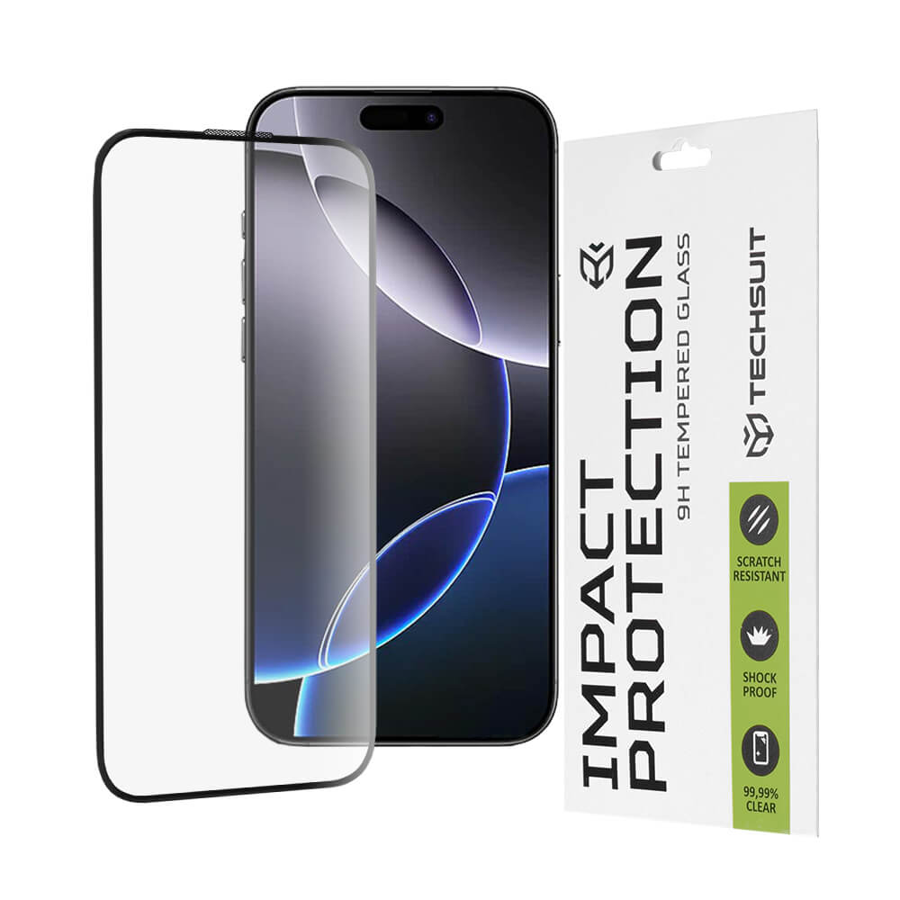 Techsuit iPhone 16 Pro Max 9H 111D 0.33mm Full Screen Full Glue Tempered Glass Αντιχαρακτικό Γυαλί Οθόνης - Black