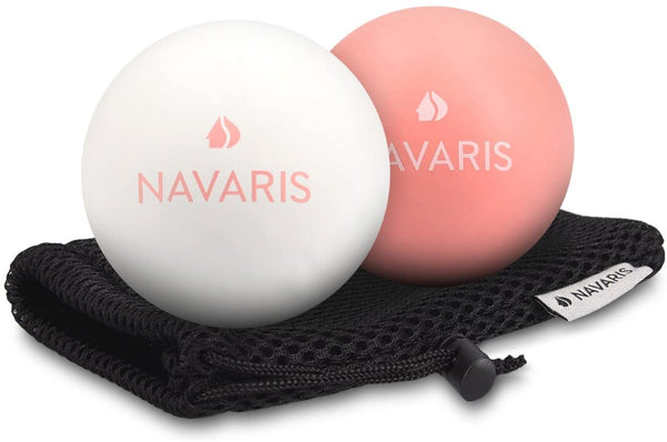 Navaris Lacrosse Massage Balls - Σετ με 2 Μπάλες Μασάζ - White / Pink - 42915